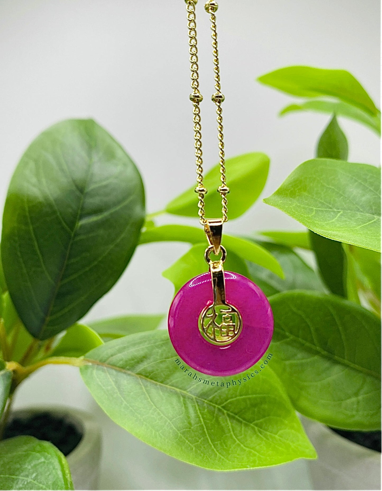 Good Fortune Pink Jade Necklace