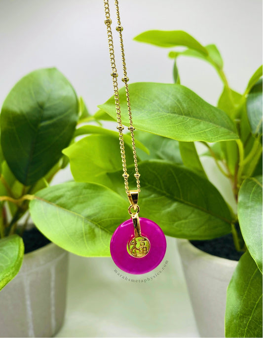 Good Fortune Pink Jade Necklace