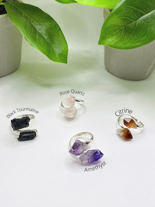 Adjustable Double Crystal Rings