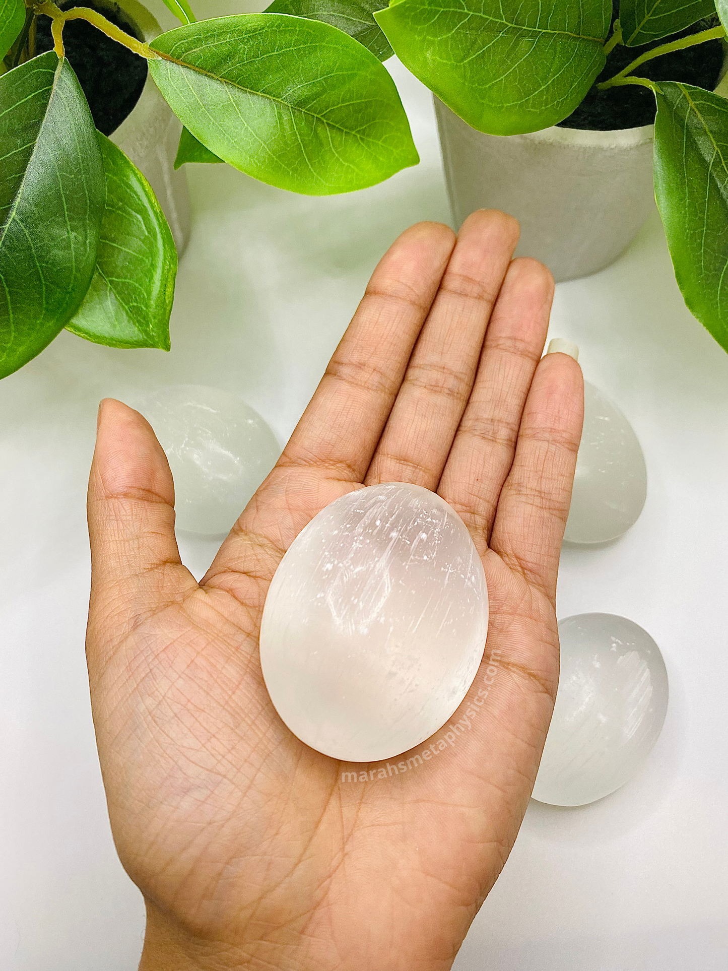 Selenite Palm Stone