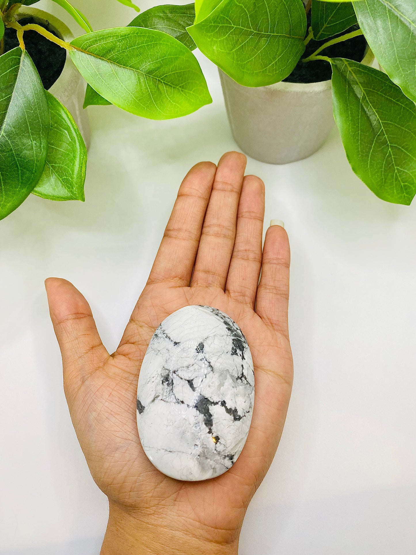 White Howlite Palm Stone