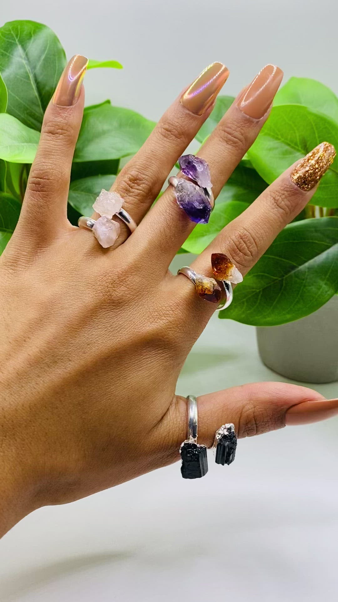 Adjustable Double Crystal Rings – Marah's Mindful Metaphysics