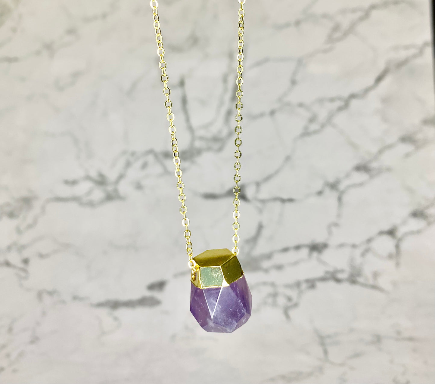 Faceted Amethyst Pendant Necklace