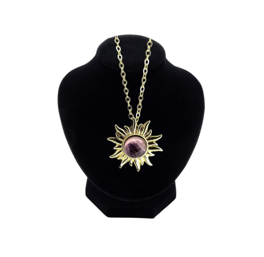 Amethyst Sun Pendant Necklace