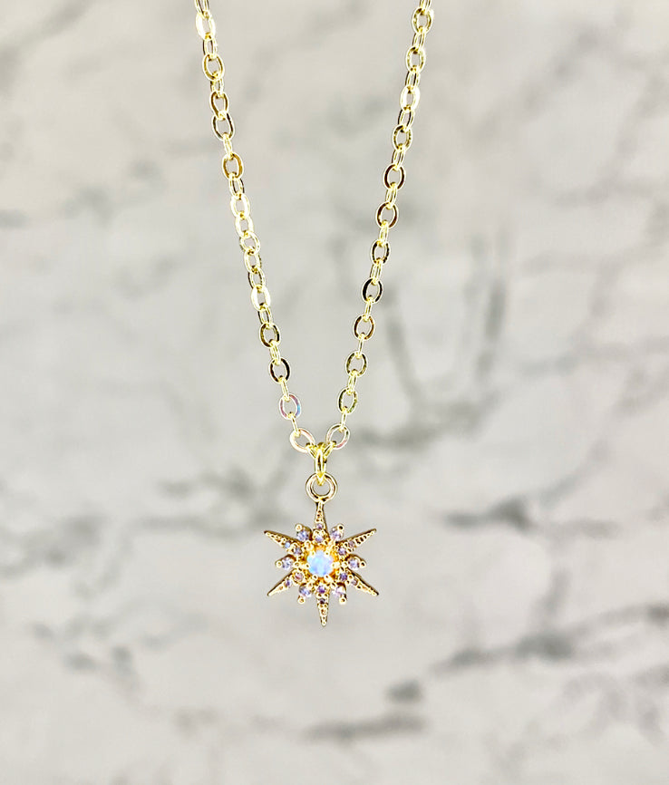 14k Opal Star Necklace